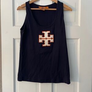 Tory Burch Dark Blue Tank with Iconic Emblem Navy xl